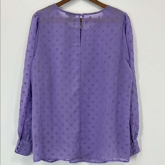 Torrid NWT Purple Polka Dot Women's Sheer Blouse Plus Size Curves Feminine Lilac - Picture 3 of 9